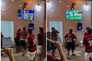 بالفيديو.. مشجع برازيلي يحطم التلفاز بعد خروج فريقه من بطولة الكأس