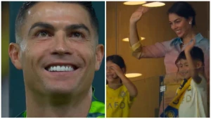 بالفيديو.. كريستيانو رونالدو يتبادل التحايا مع عائلته في المدرجات خلال مباراة النصر والرياض