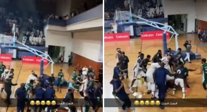 بالفيديو: اشتباكات بين لاعبي الأهلي والعلا في كرة السلة