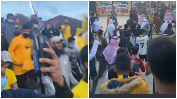 شاهد.. جماهير النصر تحتفل بالفوز على الباطن برباعية.. وتردد: "هاتو الهلالي هاتوه" !