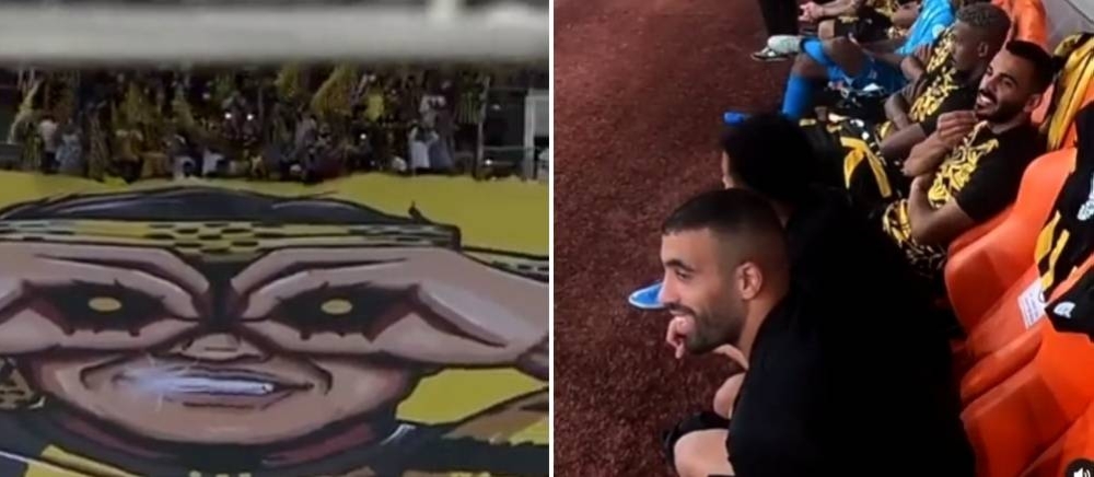 شاهد.. ‏ردة فعل عبدالرزاق حمدالله عندما رأى البنر الخاص به خلف المرمى