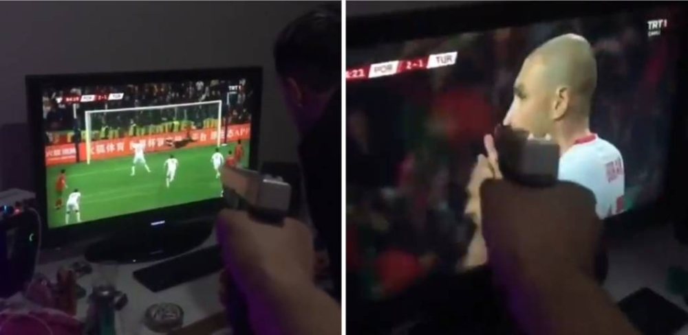 شاهد.. مشجع تركي يطلق النار على التلفاز بعد إهدار لاعب منتخب بلاده ركلة جزاء أمام البرتغال في الدقيقة الأخيرة!