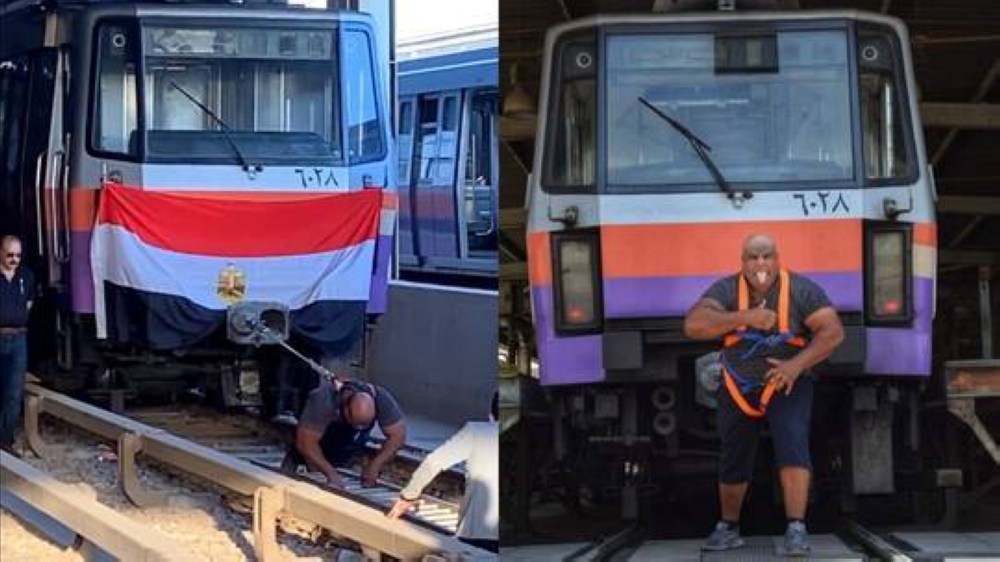 أقوى رجل في العالم.. شاهد: مصري خارق يسحب مترو الأنفاق بوزن 220 طنا