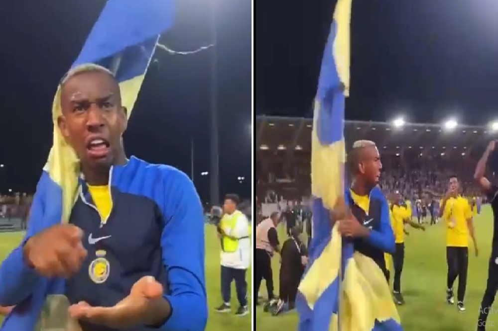 شاهد.. مقطع جديد لـ "تاليسكا" وهو يخلط ويغرس علم النصر في الملعب!