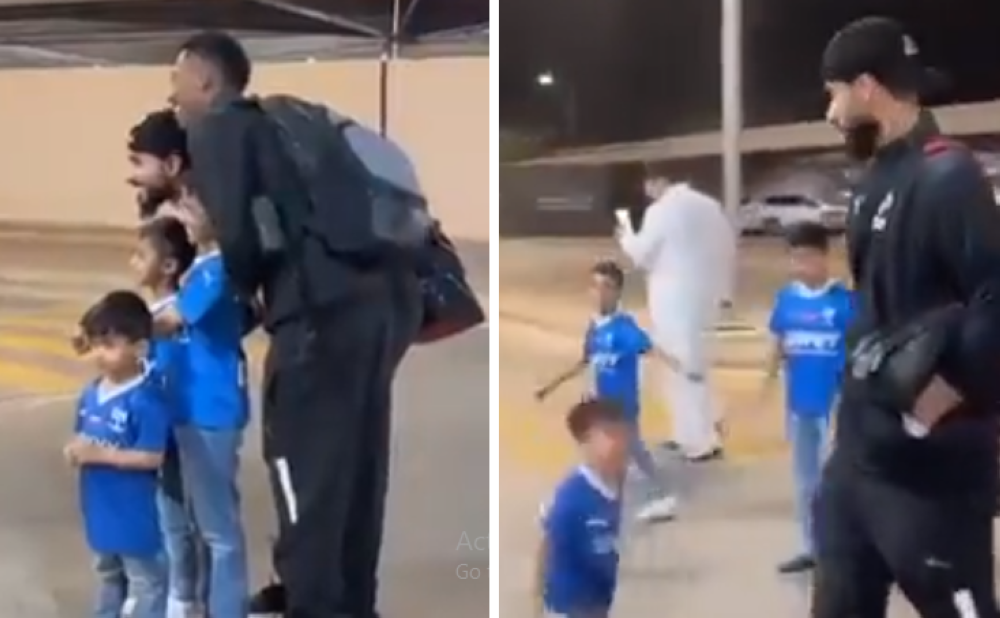 شاهد.. مشجع هلالي صغير يفاجئ ثنائي الهلال بهذه الحركة بعد التصوير معهم!