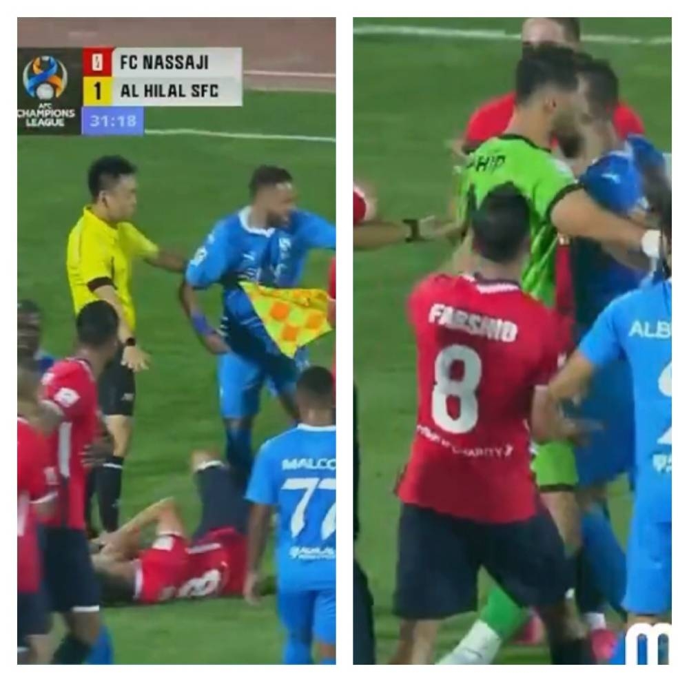 شاهد: اشتباكات بالأيدي بين لاعبي الهلال ونساجي الإيراني.. والحكم يتخذ قراره !