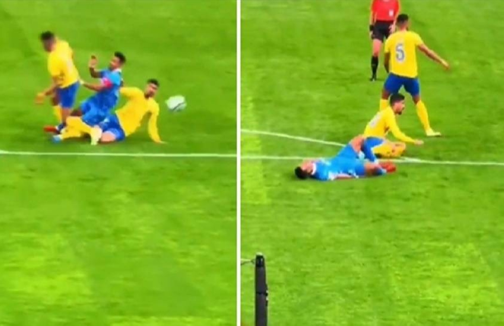 شاهد.. التدخل العنيف من لاجامي الذي تسبب في إصابة سالم الدوسري