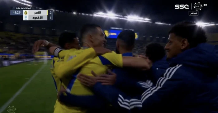 شاهد.. كريستيانو رونالدو يسجل هدف النصر الثاني ضد الأخدود