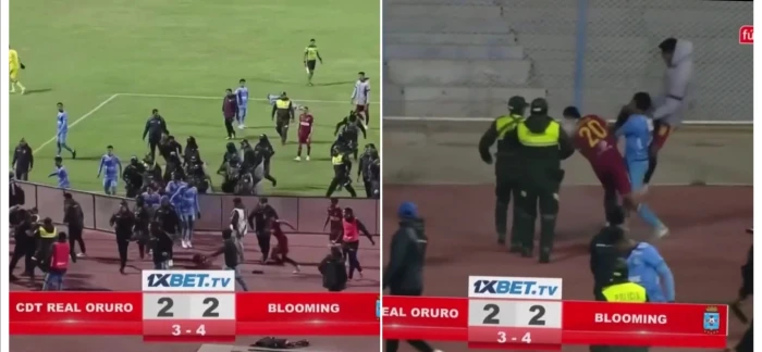 بالفيديو: مباراة تتحول إلى حلبة مصارعة وتبادل للكمات بين لاعبي الفريقين!