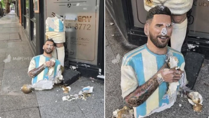 بالفيديو.. تحطيم تمثال لـ ميسي في الأرجنتين