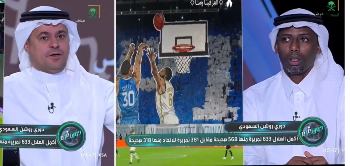 بالفيديو.. الشنيف يعلق على تيفو الهلال الذي يحمل ستيف كيري ملك الثلاث نقاط.. والمنتشري يرد